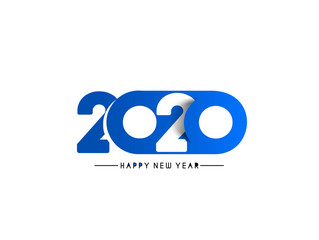Happy New Year 2020 Text Typography Design Patter, Vector illustration.