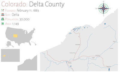 Large and detailed map of  Delta county in Colorado, USA