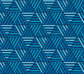 Hues of blue simple geometric seamless pattern