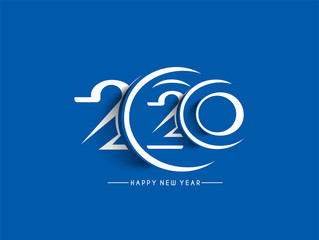 Happy New Year 2020 Text Typography Design Patter, Vector illustration.