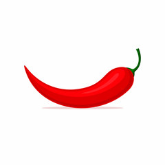 Chili pepper in the style of flat. Hot pepper icon isolated on white background.