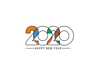Happy New Year 2020 Text Typography Design Patter, Vector illustration.