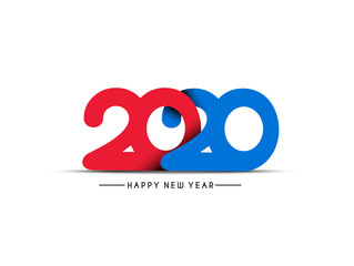 Happy New Year 2020 Text Typography Design Patter, Vector illustration.