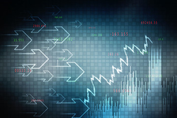 2d rendering Stock market online business concept. business Graph 