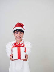 Young man with christmas gift box
