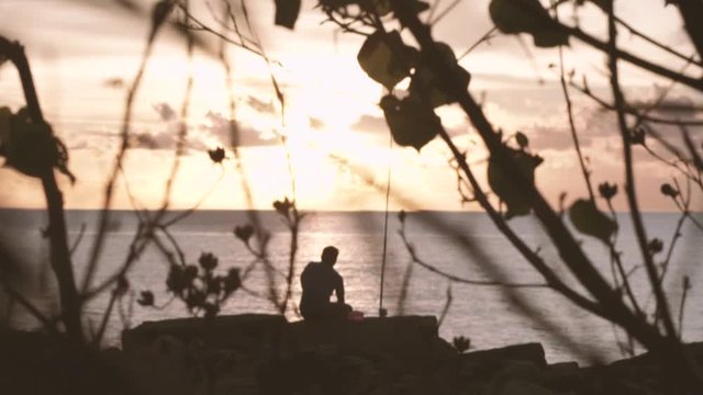 Beautiful sunset view at Tanjung Aru beach at Sabah.