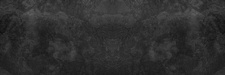 Slate textured dark grey background black blackboard, chalkboard texture horizantal banner 