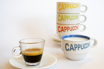 Italian cappuccino with milk and coffee