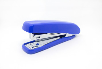 Blue stapler isolated on white background 