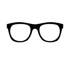 Vector illustration of an isolated pair of simple black large geek glasses. 