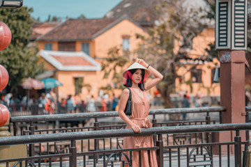 Portrait asian women travel in Hoi An