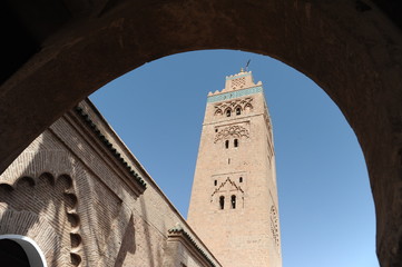 MARRAKECH, MOROCCO - SEPTEMBER 30, 2019: Koutoubia mosque, the largest mosque in Marrakesh