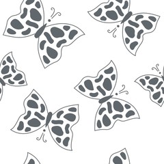 Fototapeta premium Seamless pattern with butterfly on white background, vector illustration