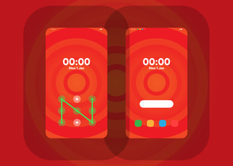 Phone Pattern Lock Set on Smartphone with Security User Interface User Experience UI Vector Illustration