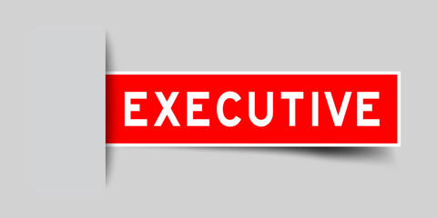 Label sticker red color in word executive that inserted in gray background