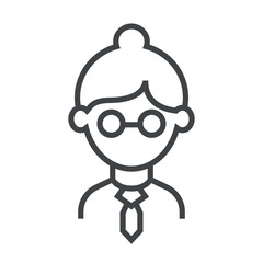 Line icon girl with tie