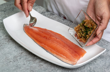 marinating fresh fish salmon and trout
