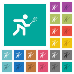 Tennis player square flat multi colored icons