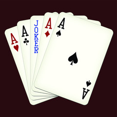 Five of a Kind - Aces and Joker - playing cards vector illustration