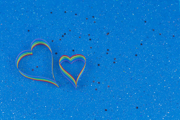 Rainbow ribbon awareness for LGBT community in shape of heart