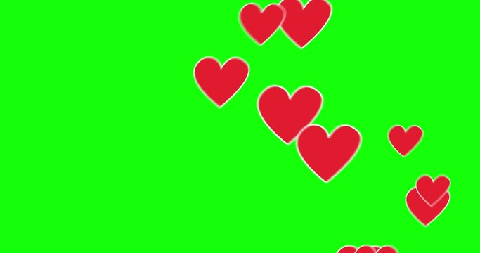 Hand drawn hearts social media likes concept against green background