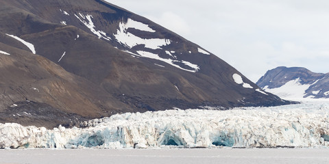 Glacier, ice, glacier front the landscape of Spitsbergen