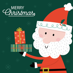 Cute Santa Claus brings a Christmas gift, vector illustration design