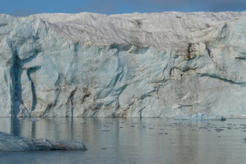 Glaciers, ice, glacier fronts morains the landscape of Spitsbergen.