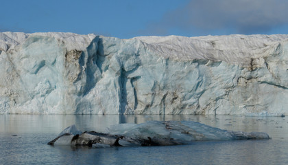 Glaciers, ice, glacier fronts morains the landscape of Spitsbergen.