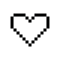 pixel heart icon red and black vector 