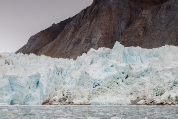 Glaciers, ice, glacier fronts morains the landscape of Spitsbergen.