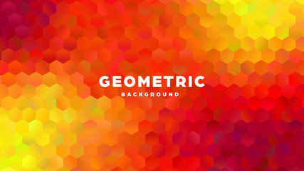 Hexagonal polygonal abstract background. Colorful triangle gradient design. Low poly hexagon shape banner. Vector illustration.