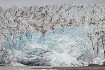 Glaciers, ice, glacier fronts morains the landscape of Spitsbergen.