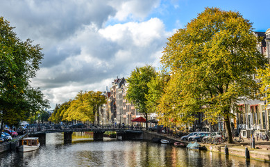 Naklejka premium Canals of the Amsterdam city