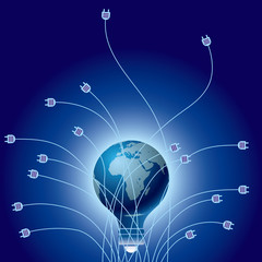 The idea of the earth. Isolated on blue background.