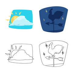 Isolated object of weather and climate symbol. Collection of weather and cloud vector icon for stock.