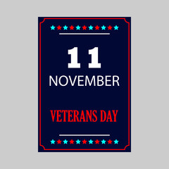 Veterans day poster. Honoring all who served, November 11 USA.
