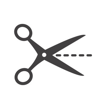 Simple Scissor icon.  Black and isolated vector.
