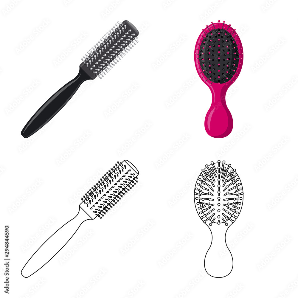 Wall mural Isolated object of brush and hair symbol. Set of brush and hairbrush vector icon for stock.