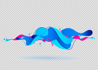Multicolored abstract fluid sound wave,on transparent background.Vector illustration.