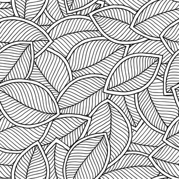 Graphic leaves seamless pattern.