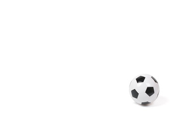 Classic soccer ball on a white background isolate in the lower right corner.