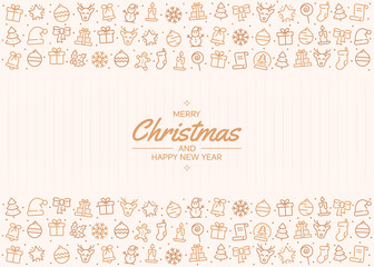 Christmas banner with outline icons