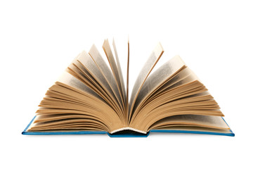 Open book on white background, isolated