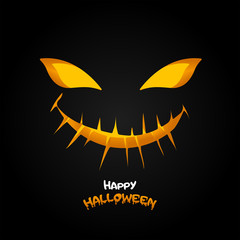  Halloween pumpkin in darkness. Vector illustration. Glowing eyes and a smile.