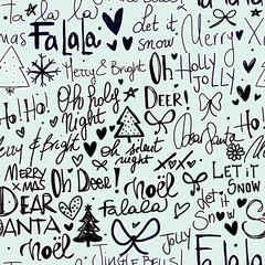 CHRISTMAS SEAMLESS PATTERN - HAND WRITTEN CHRISTMAS QUOTES ON PINK BACKGROUND