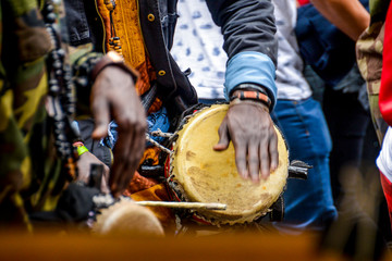 Man playing the bongo