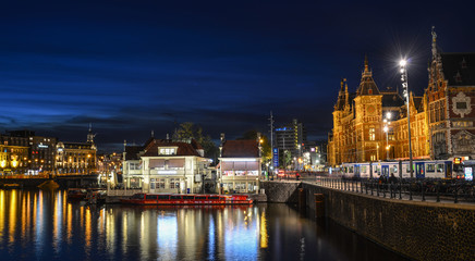 Night view of Amsterdam, Holland