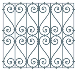 Vector baroque fence texture. Isolated on white background.