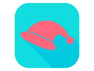 Santa Claus hat flat icon with long shadow. Vector illustration